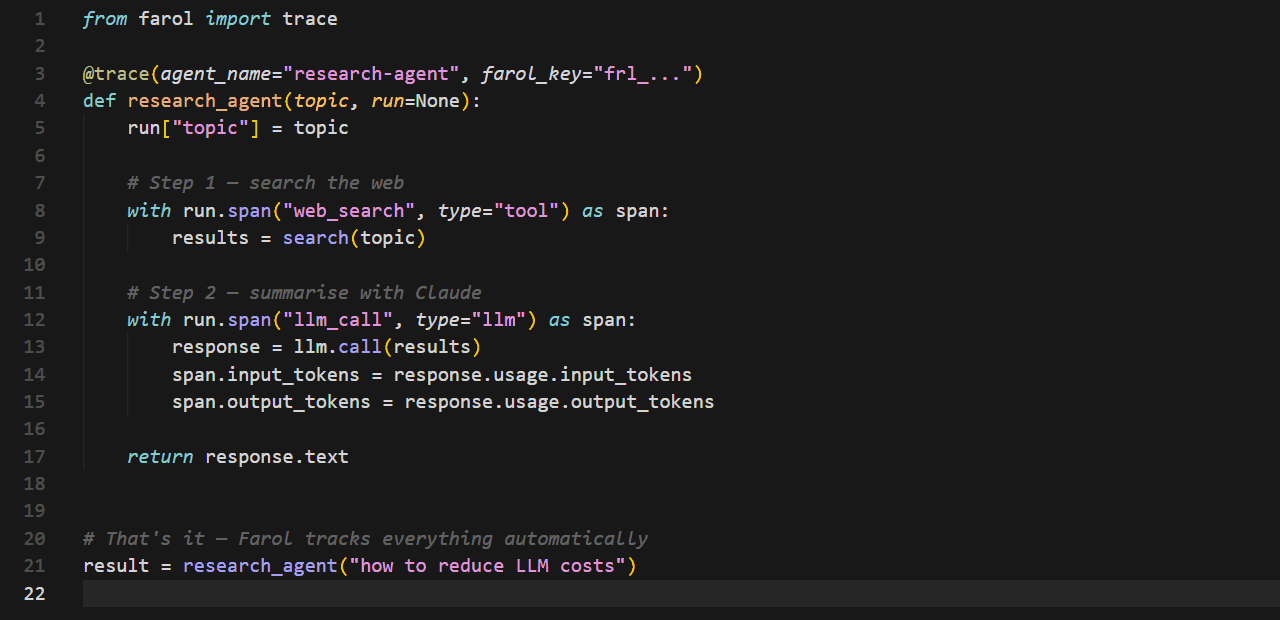Farol dashboard demo